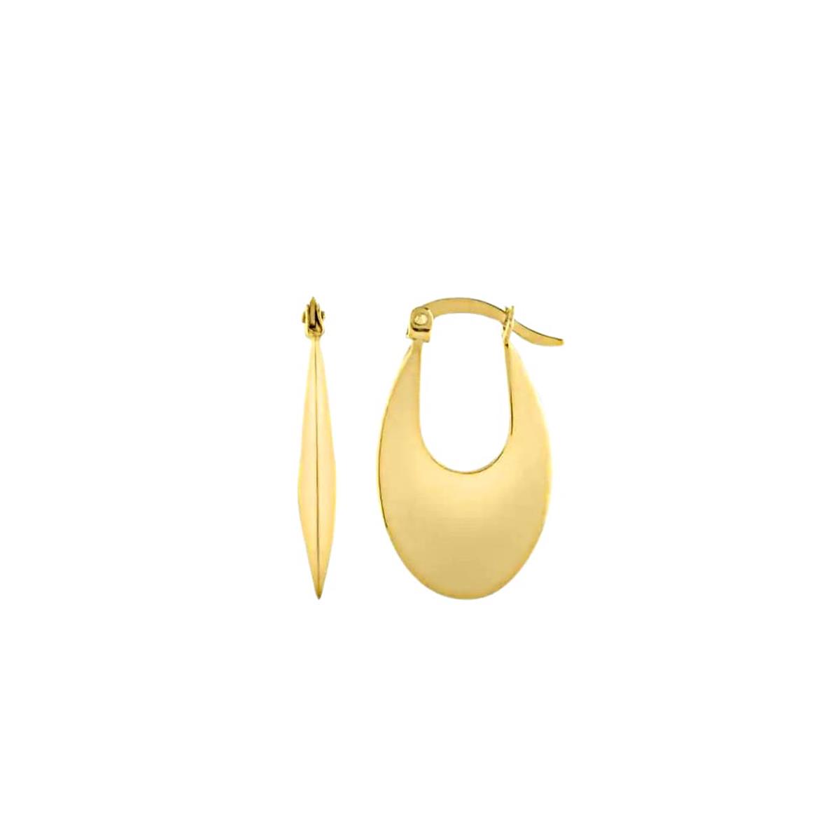 London Collection 14k Oval Polished Hoop Earrings