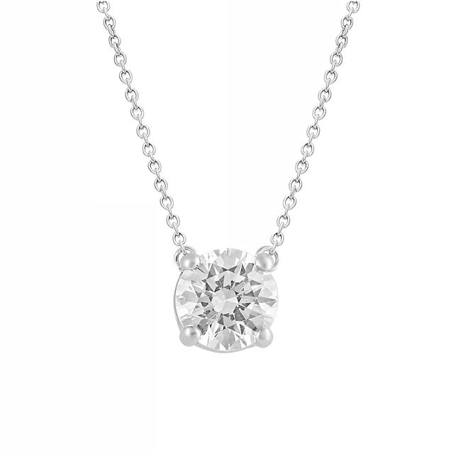 London Collection 14k White Gold Diamond 4 Prong Pendant 0.75cts