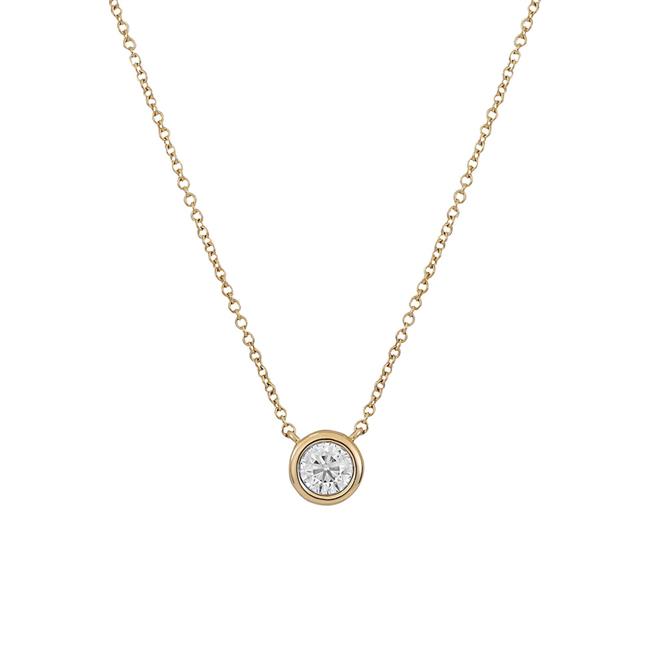 London Collection 14k Yellow Gold and Bezel Set Diamond Pendant Necklace