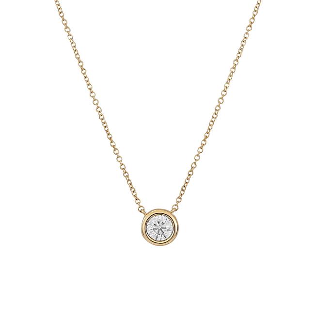 London Collection 14k Yellow Gold and Bezel Set Diamond Pendant Necklace