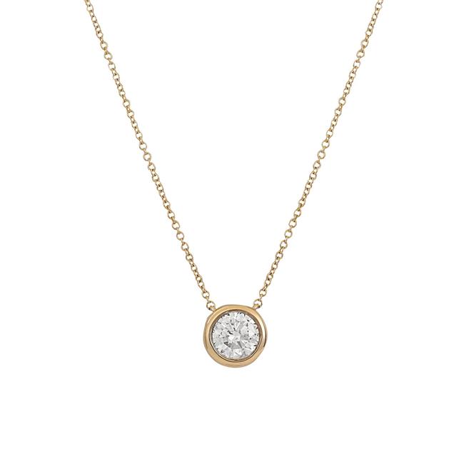London Collection 14k Yellow Gold and Bezel Set Diamond Pendant Necklace