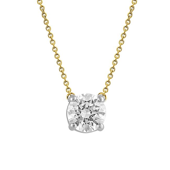 London Collection 14k Yellow Gold Diamond 4 Prong Pendant