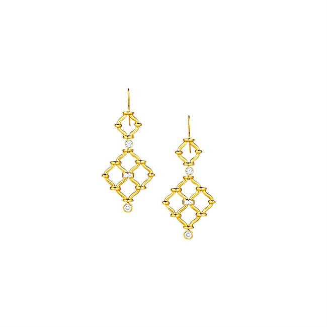 Verdura Kensington 18k Yellow Gold Diamond Chandelier Earrings