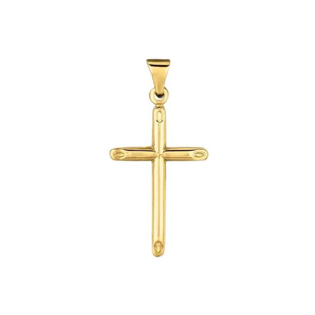 London Collection 14k Yellow Gold Tapered Edge Polished Cross Pendant