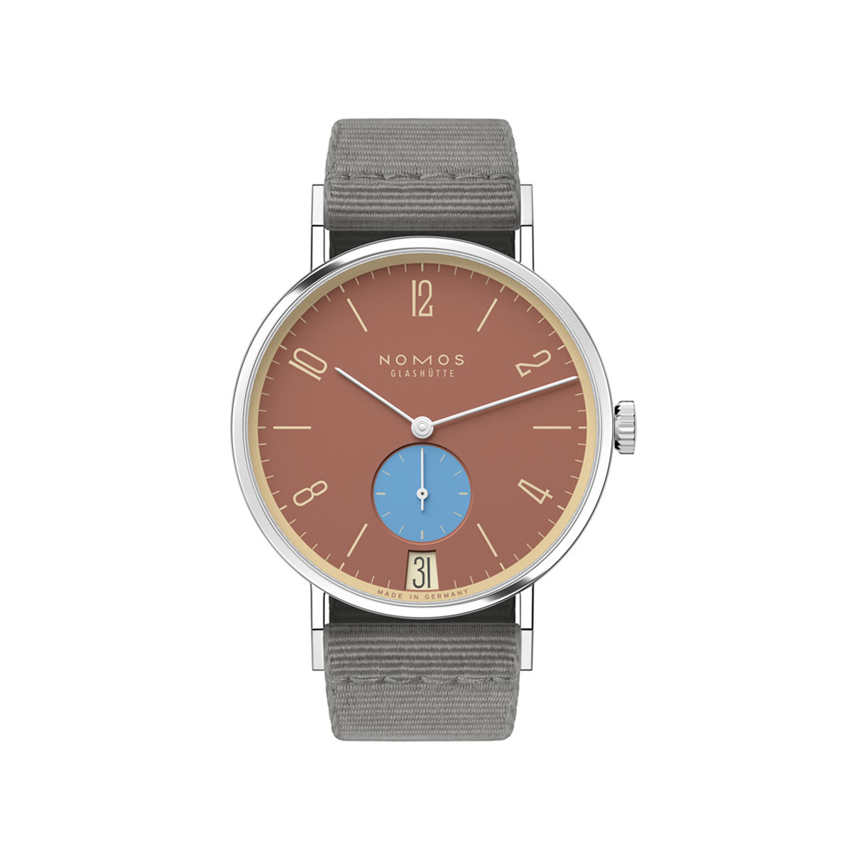 Nomos Glashutte Tangente 38 Date Ziegeblau