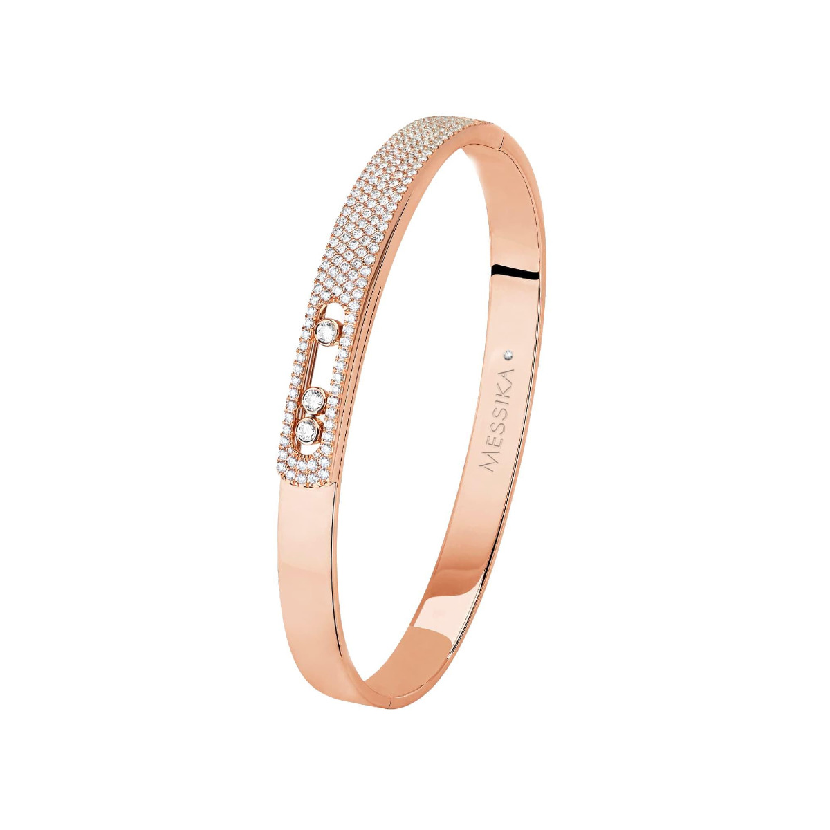 Messika Move Noa 18k Gold Pave Diamond Medium Bangle Bracelet