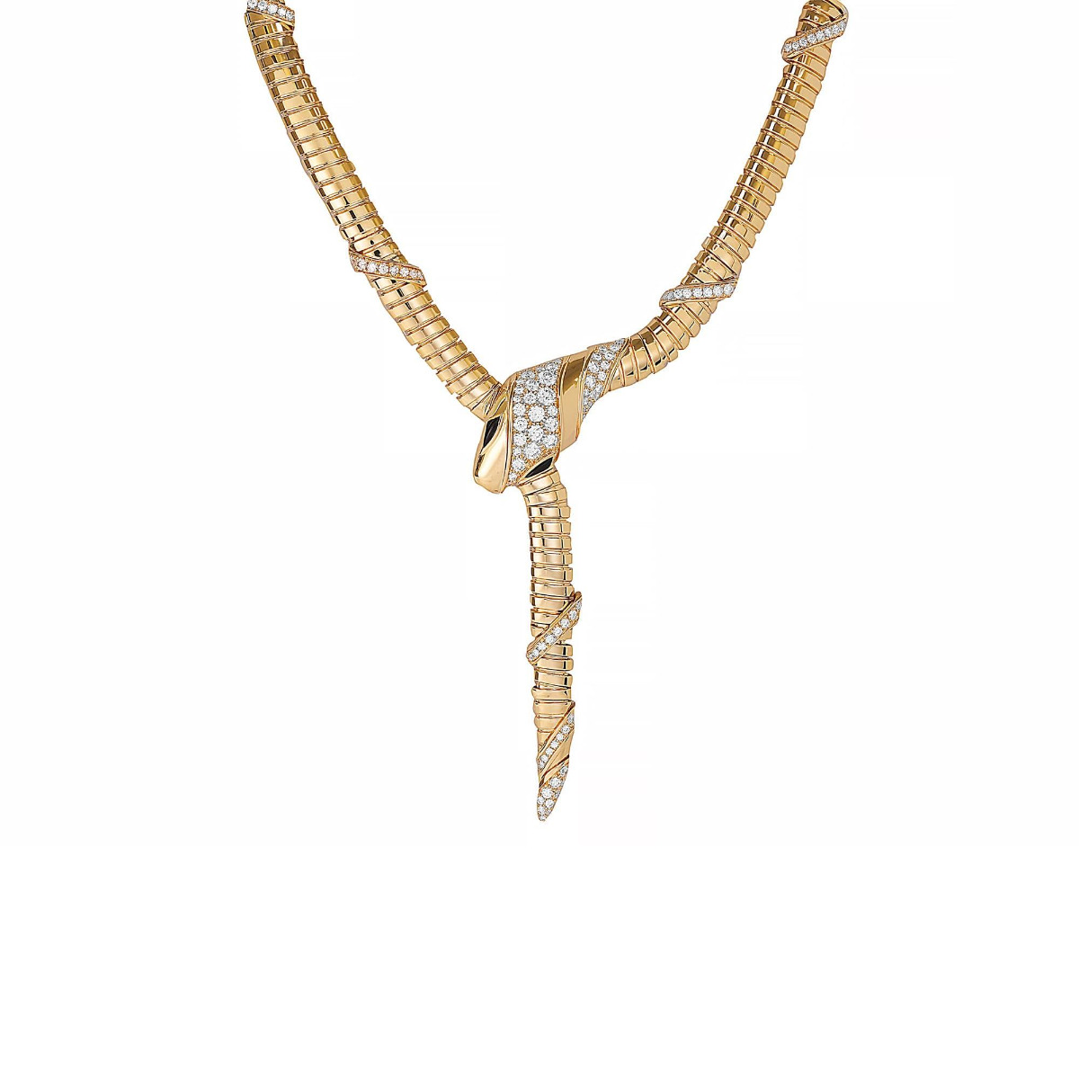 Bvlgari Serpenti 18k Diamond and Black Onyx Tubogas Necklace