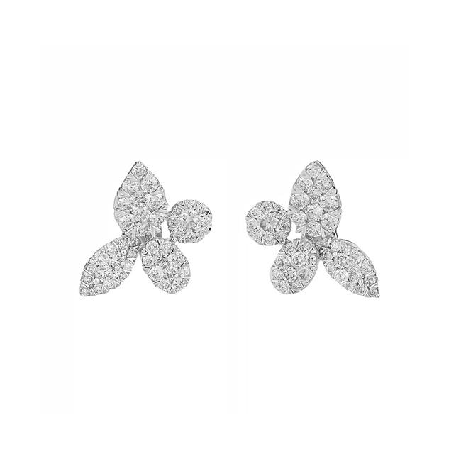 London Collection 14k White Gold Diamond Flower Petal Earrings
