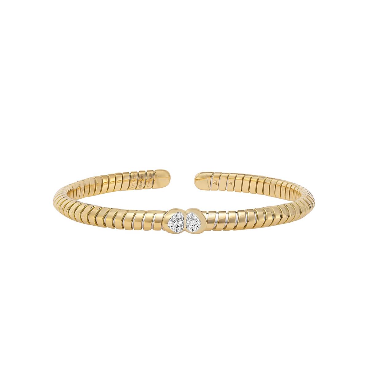 Marina B Trisolina 18k Yellow Gold Pave Diamond Bangle 