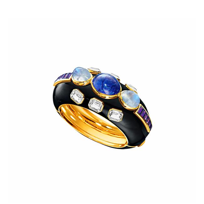 Verdura Ravenna 18k Yellow Gold Gemstone Cuff Bracelet