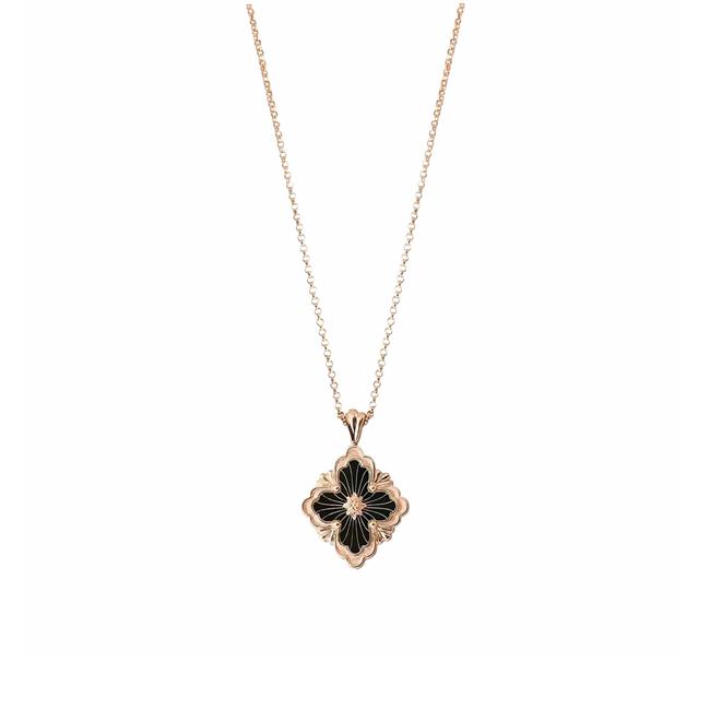 Buccellati Opera Tulle 18k Rose Gold Large Onyx Necklace