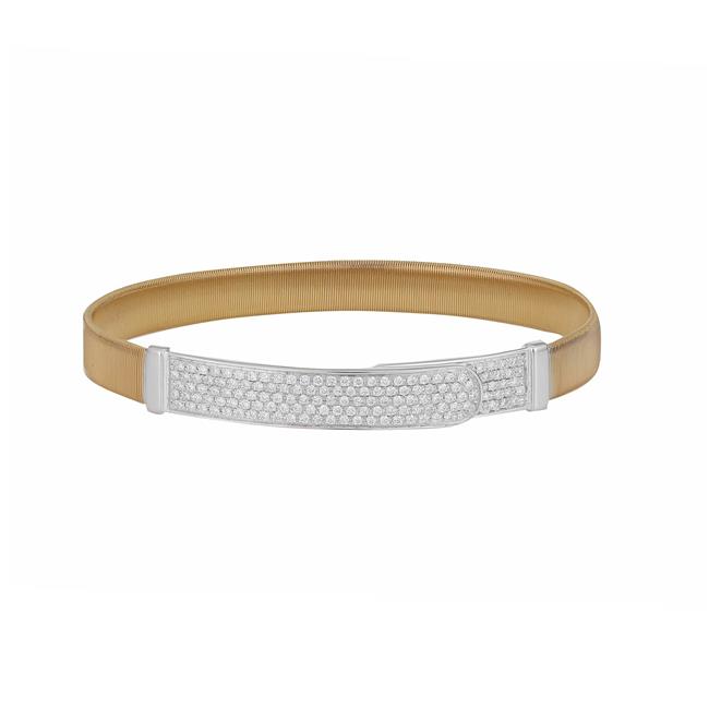 Marco Bicego Masai 18k Yellow And White Gold Diamond Thick Bangle Bracelet