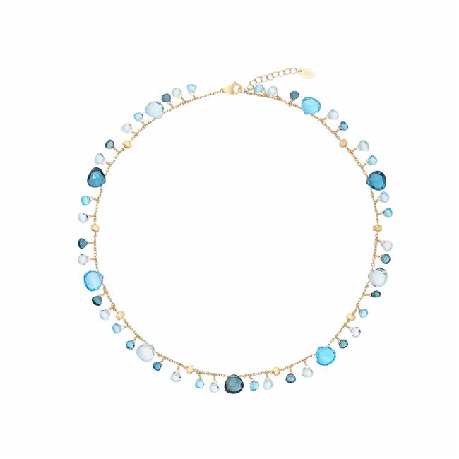 Marco Bicego Paradise Alta 18k Yellow Gold Blue Topaz Single Strand Necklace