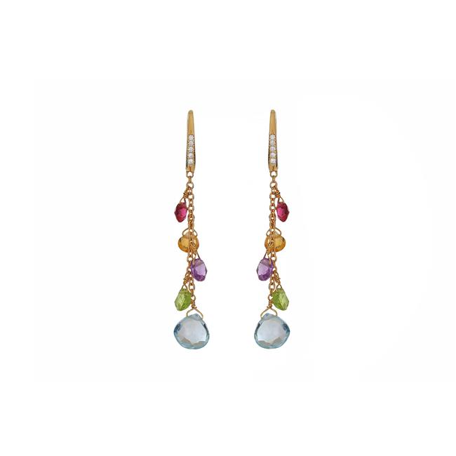 Marco Bicego Paradise 18k Yellow Gold Mix Gemstone and Diamond Drop Earrings
