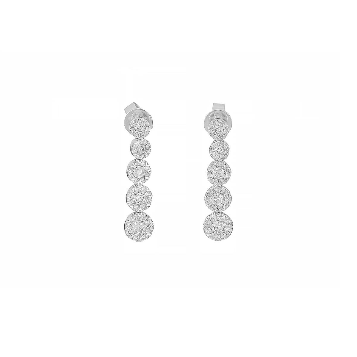 London Collection 14k White Gold Graduated Diamond Drop Earrings