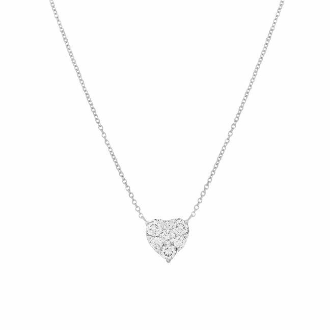 London Collection 14k White Gold Diamond Heart Necklace 1.00cts