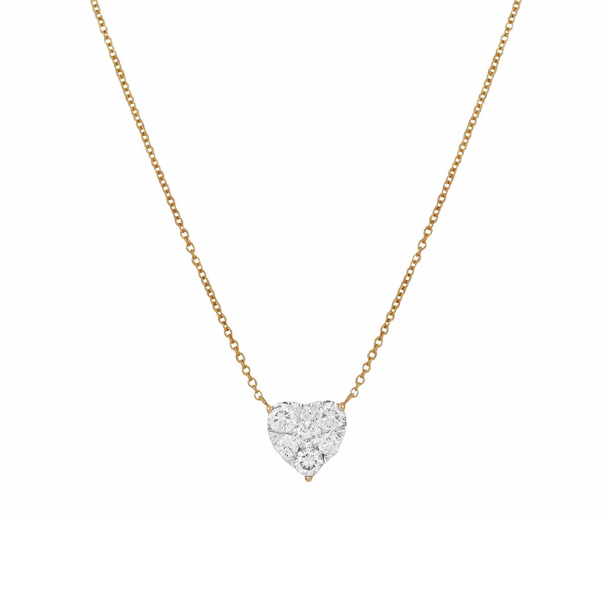 London Collection Two Tone Diamond Cluster Heart Necklace