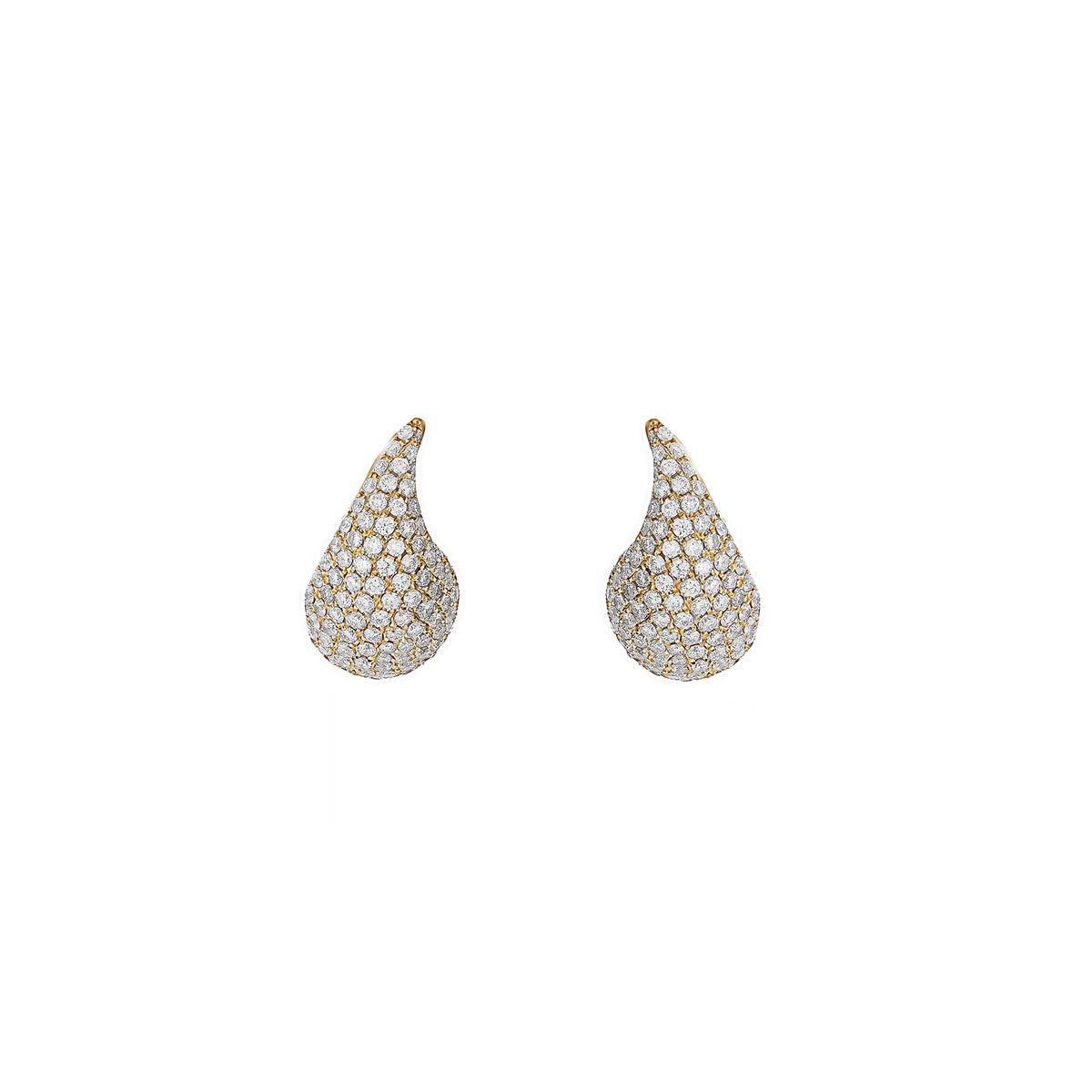 London Collection 18k Gold Pave Diamond Teardrop Stud Earrings