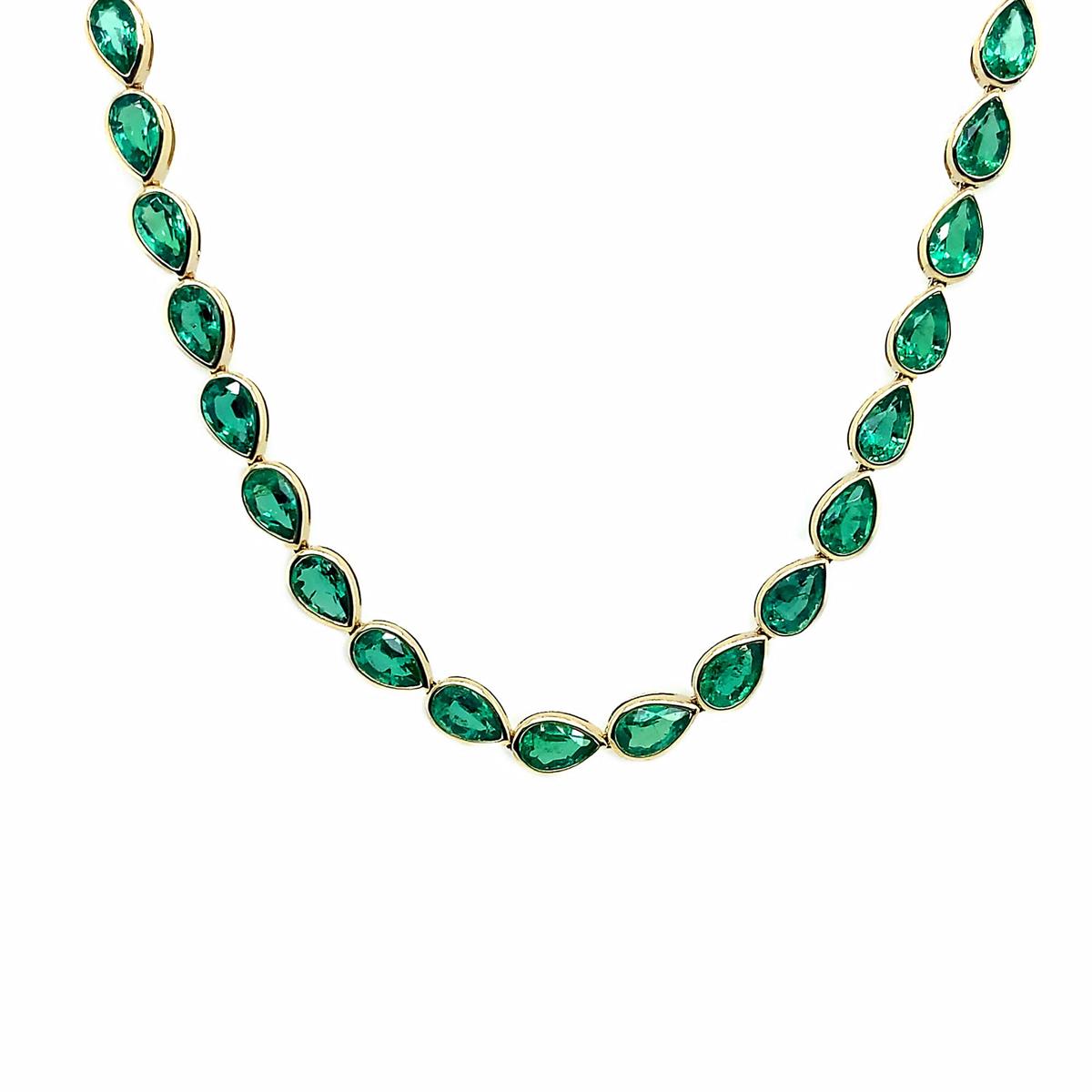 London Collection 18k Pear Shape Emerald Necklace