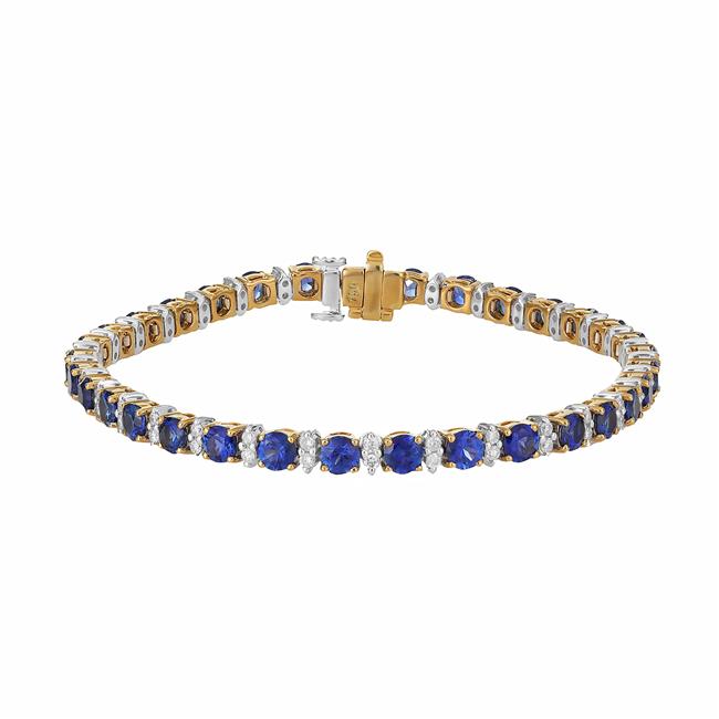 London Collection 18k White and Yellow Gold Diamond and Sapphire Alternating Bracelet