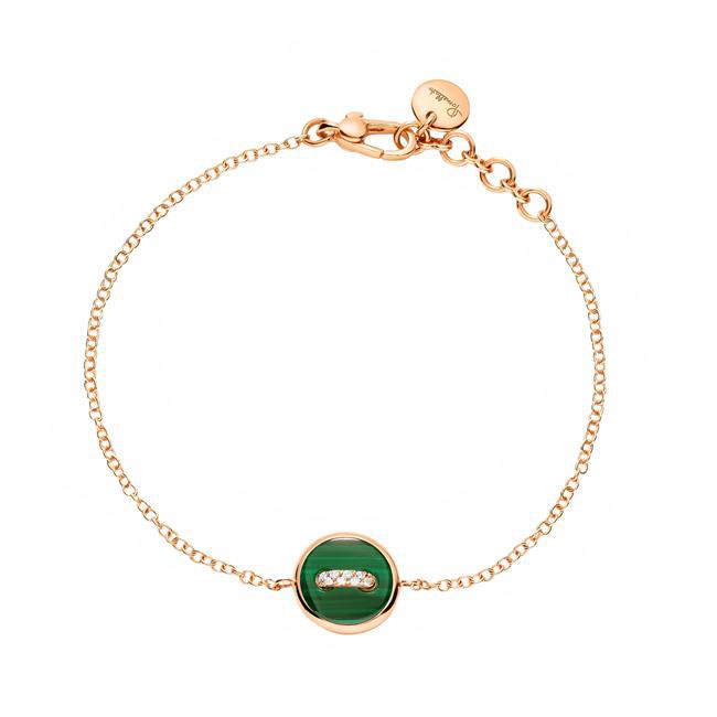 Pomellato Pom Pom 18k Rose Gold Malachite Mother of Pearl And Diamond Bracelet