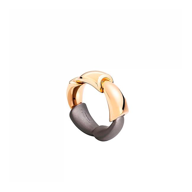 Vhernier Calla 18k Rose Gold Titanium Media Ring