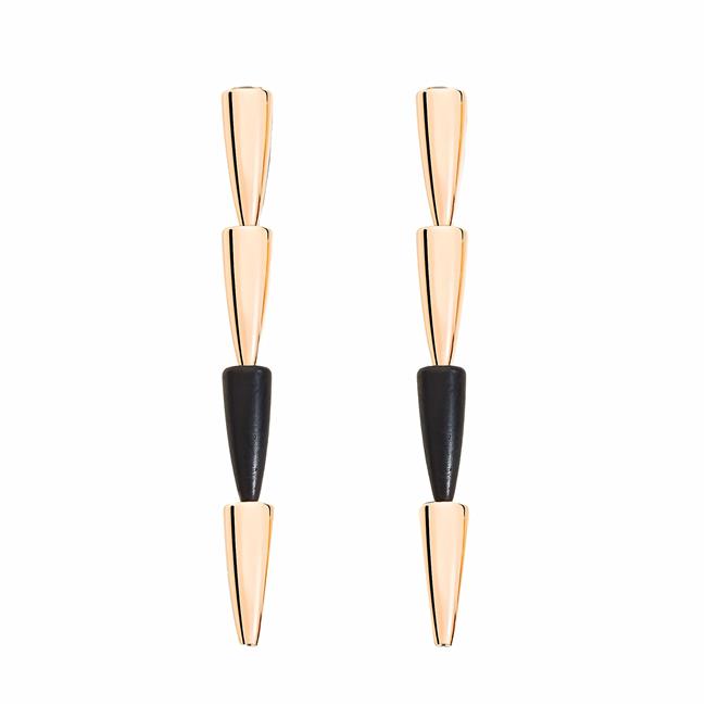 Vhernier Calla 18k Rose Gold Diamond Ebony Earclips