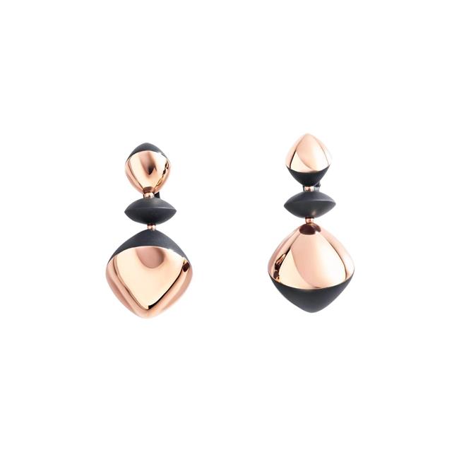 Vhernier Trottola 18k Rose Gold and Black Titanium Earrings