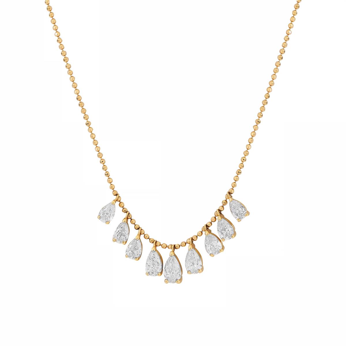Norman Silverman 18k Yellow Gold Pear Diamond Dangle Necklace