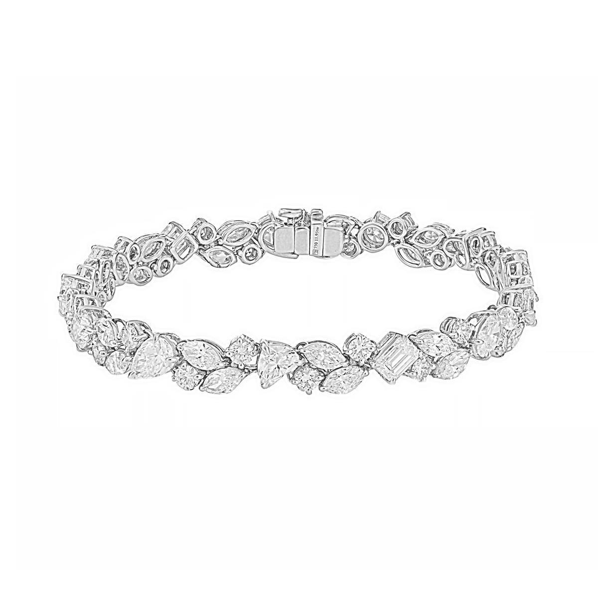 Norman Silverman 18k White Gold Mixed Shape Tennis Bracelet
