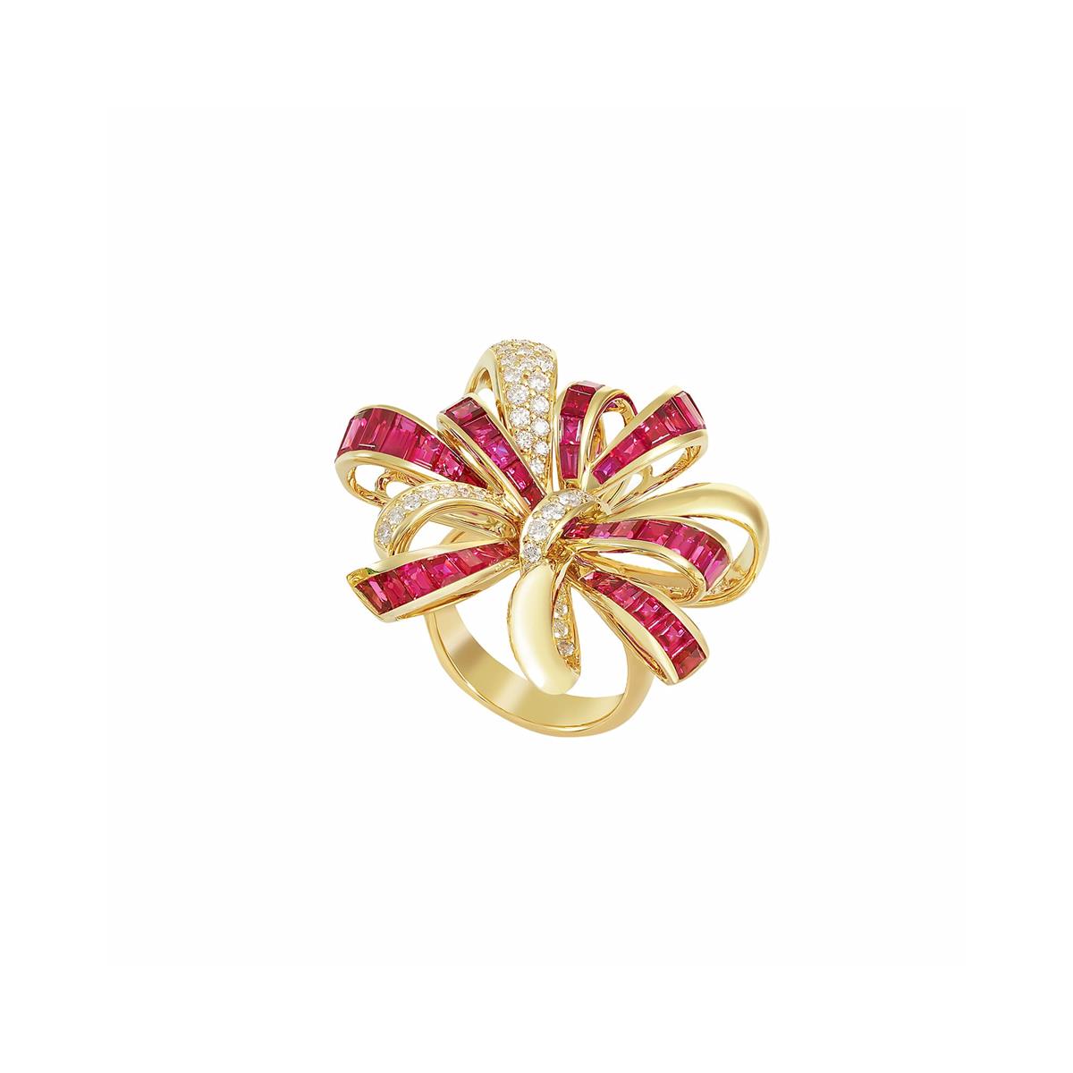 London Collection 18k Ruby and Diamond Bow Ring