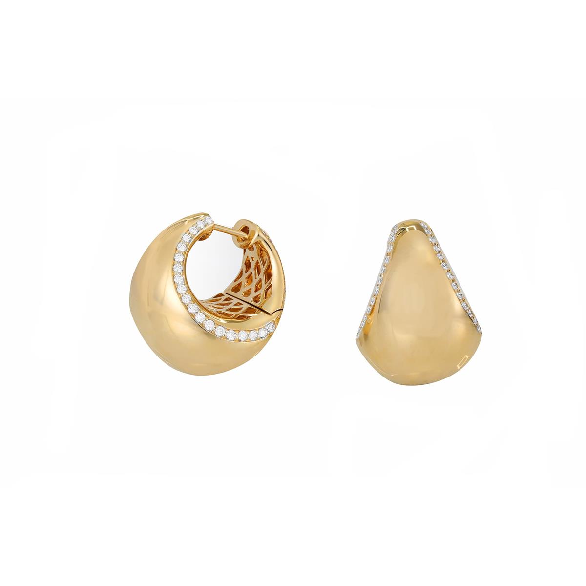 London Collection 18k Chubby Diamond Hoop Earrings