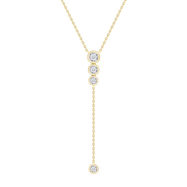 London Collection 14k Yellow Gold 4 Diamond Lariat Necklace