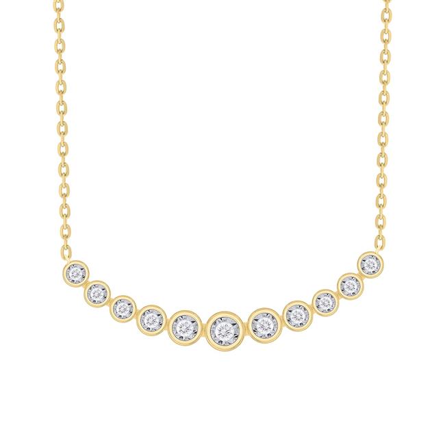 London Collection 14k Yellow Gold Diamond Bar Bezel Necklace
