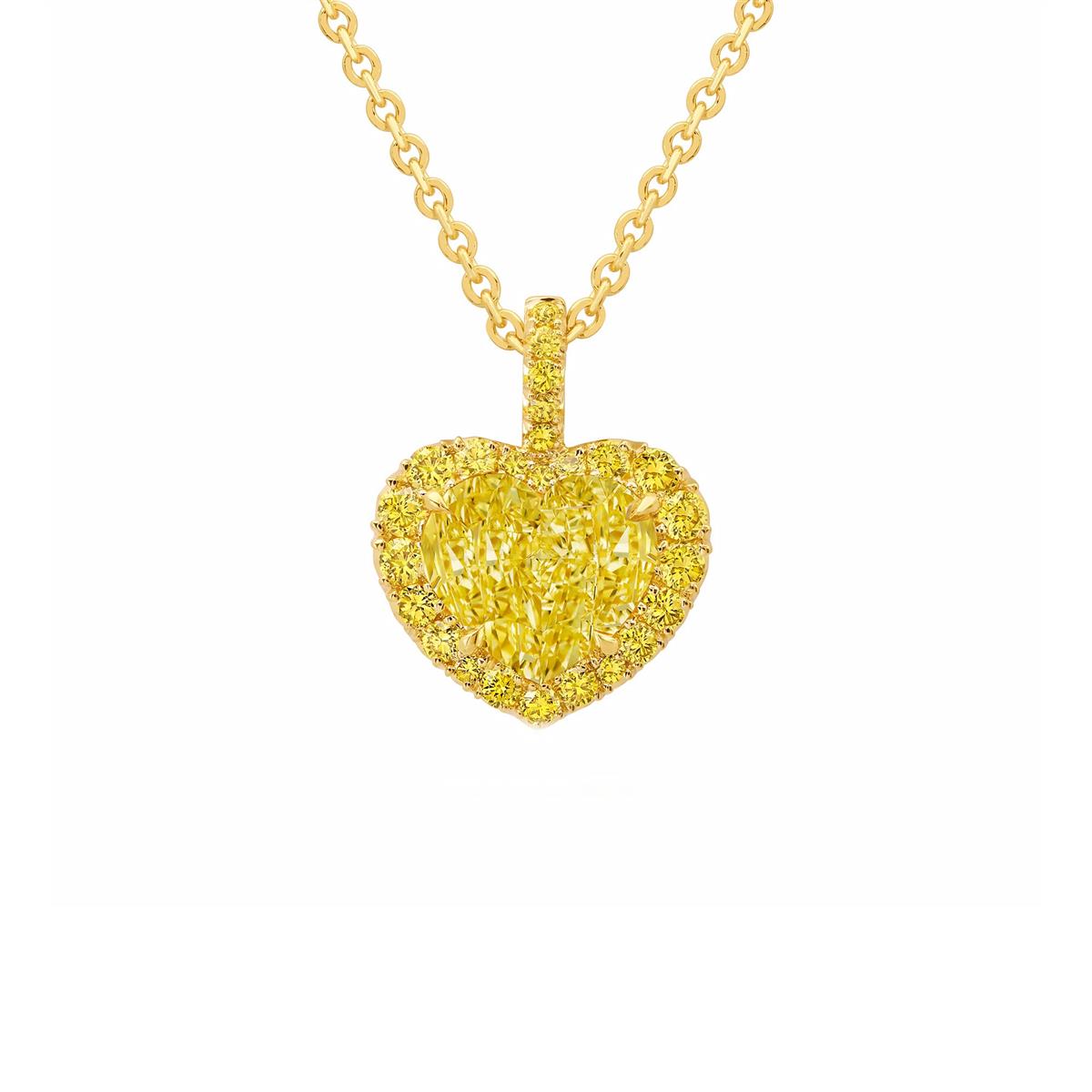 London Collection 18k Yellow Diamond Heart Pendant Necklace
