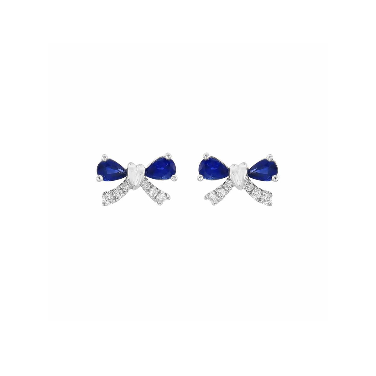 London Collection White Gold Blue Sapphire and Diamond Bow Earrings