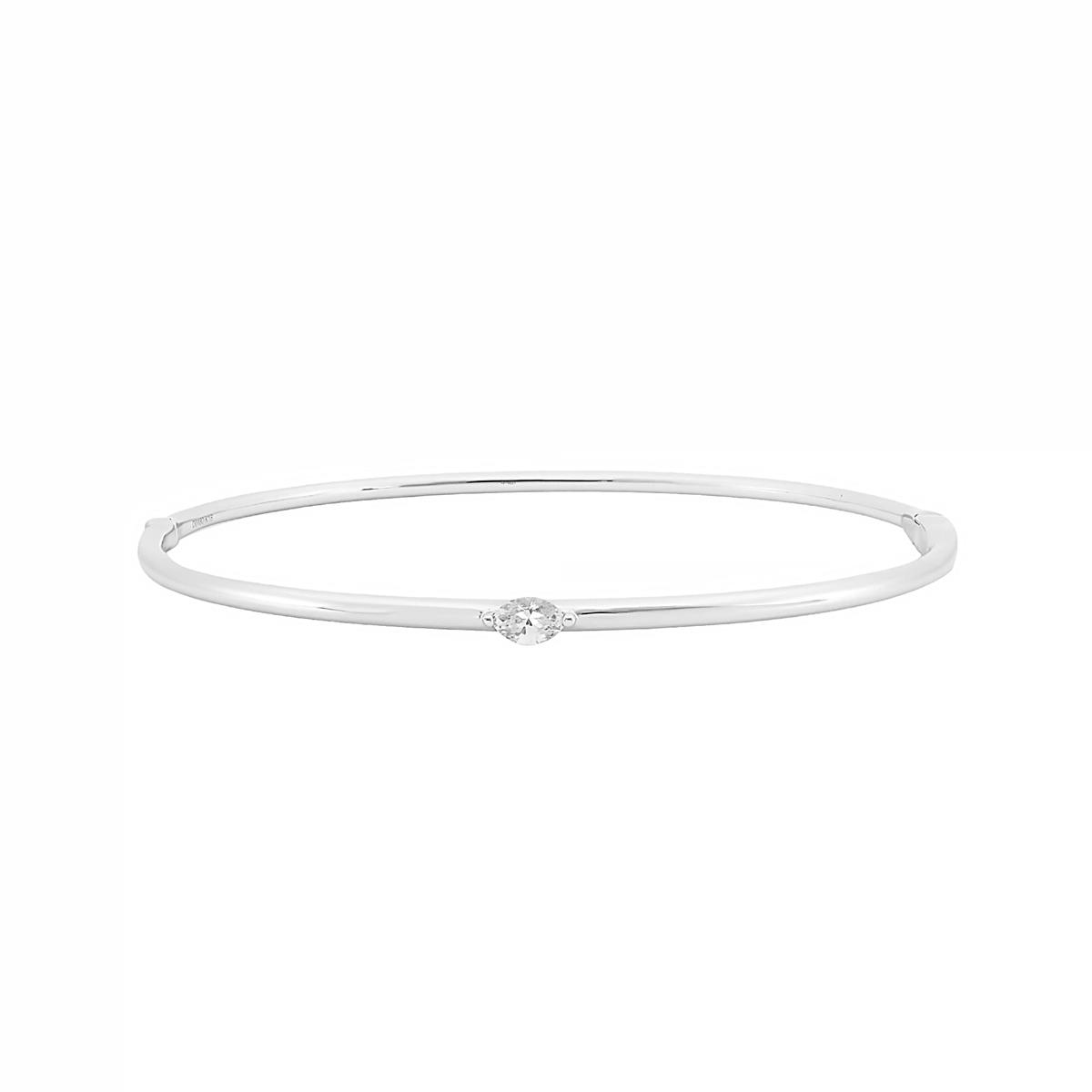 London Collection 18k White Gold Single Marquise Diamond Bangle Bracelet