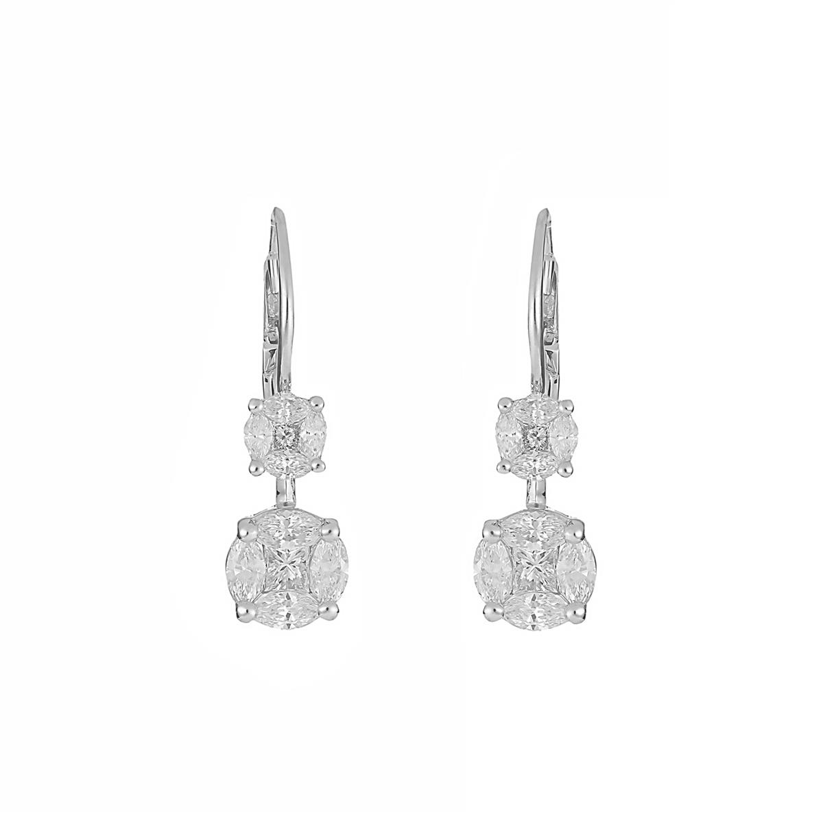 London Collection White Gold Diamond Double Drop Earring