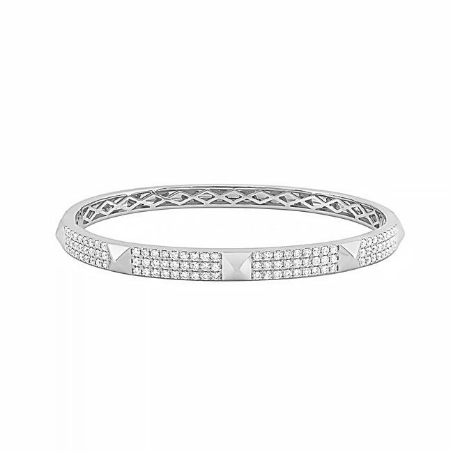 London Collection 18k White Gold Half-Way Round Diamond Bangle Bracelet