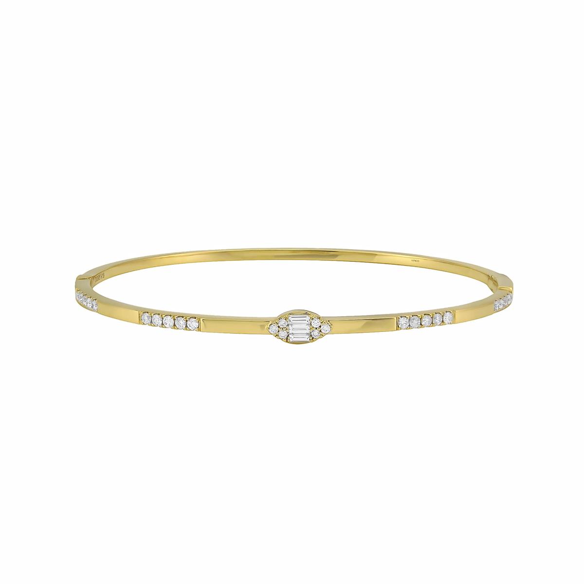 London Collection 18k Gold Tapered and Round Diamond Bangle