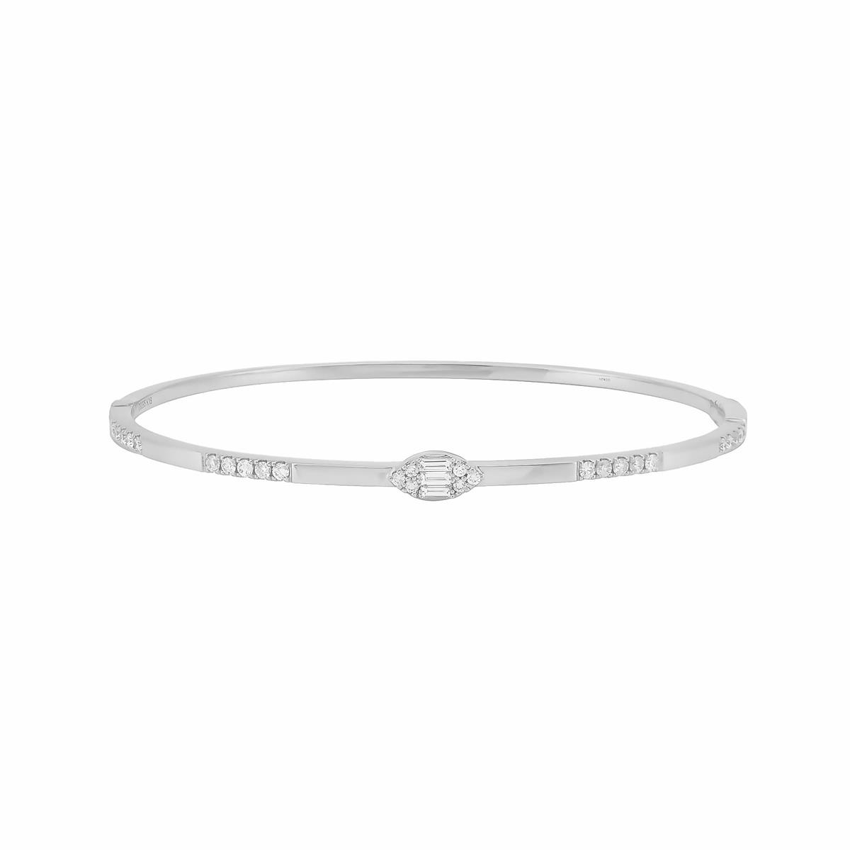 London Collection 18k Gold Tapered and Round Diamond Bangle