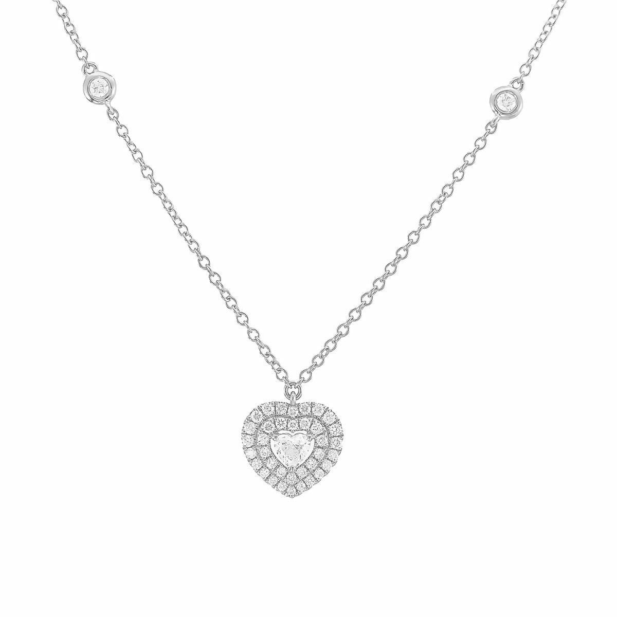 London Collection 18k Gold Round and Heart Shape Diamond Necklace