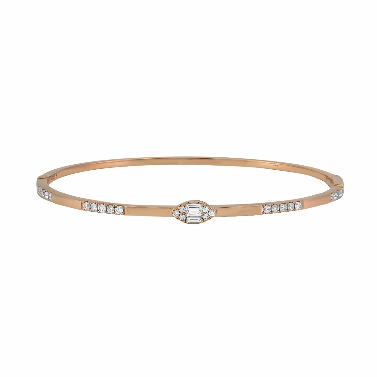 London Collection 18k Gold Tapered and Round Diamond Bangle