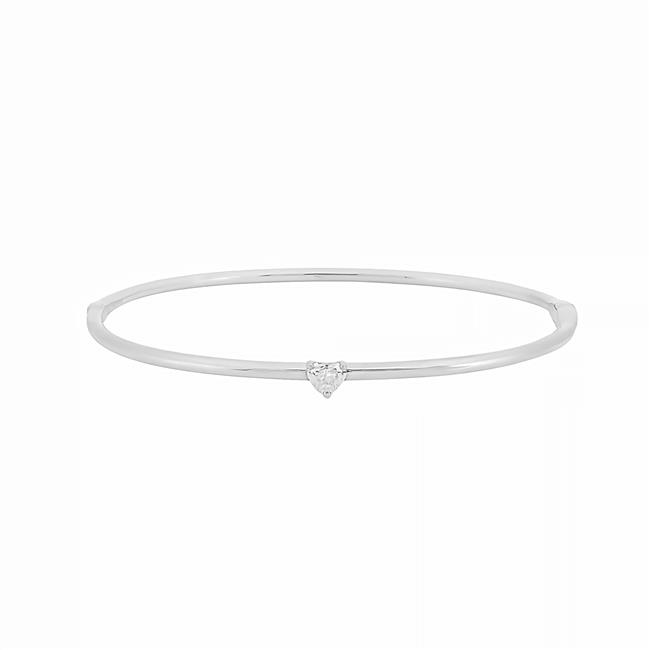 London Collection 18k Gold Heart Shaped Diamond Bangle Bracelet