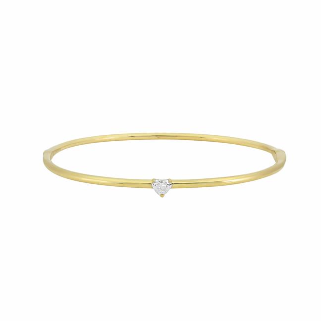 London Collection 18k Gold Heart Shaped Diamond Bangle Bracelet