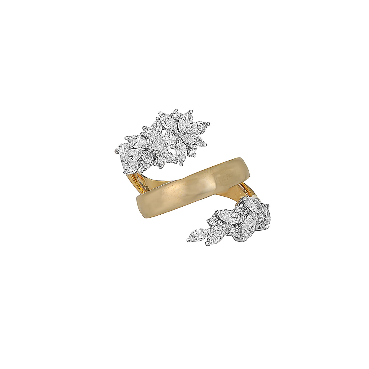 Yeprem 18k Two Tone Diamond 3 Row Wrap Ring