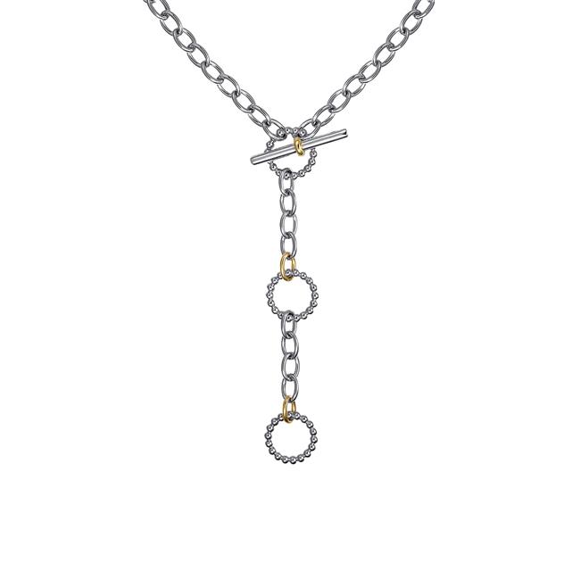 Gabriel & Co Sterling Silver and 14k Yellow Gold Bujukan Link Toggle Necklace 17"