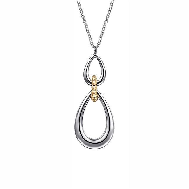 Gabriel & Co Sterling Silver and 14k Yellow Gold Bujukan Teardrop Necklace