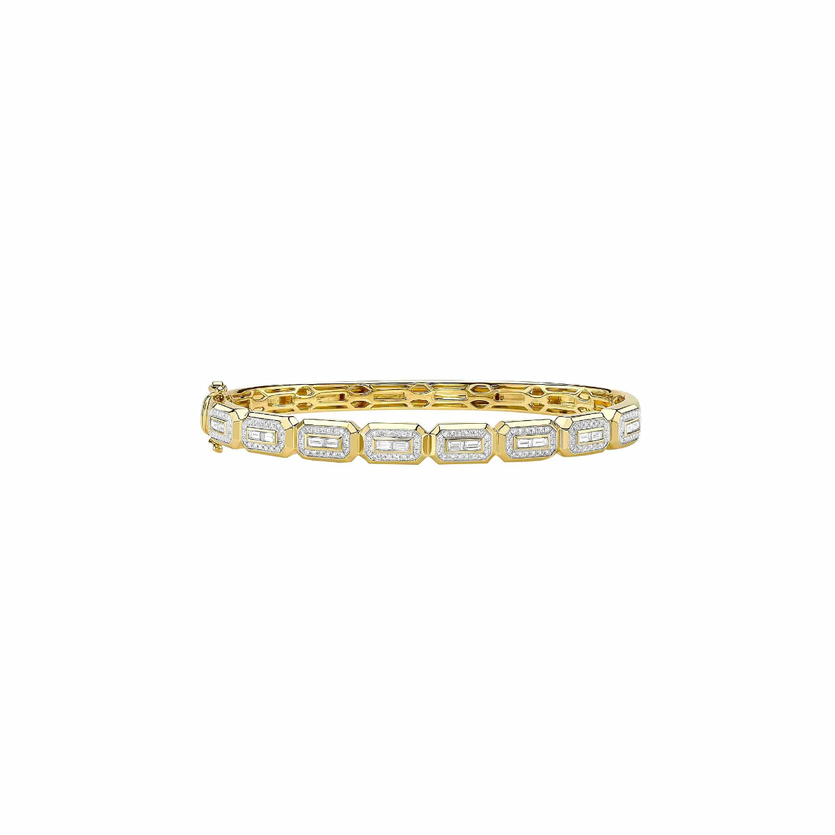 London Collection 14k Gold Baguette and Round Diamond Bracelet