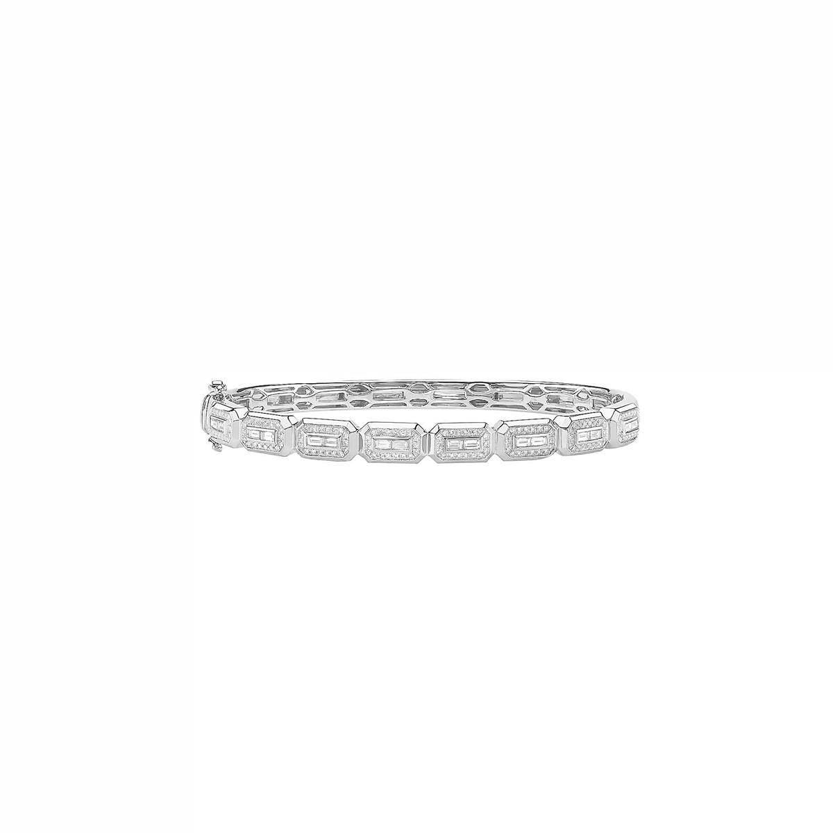 London Collection 14k Gold Baguette and Round Diamond Bracelet